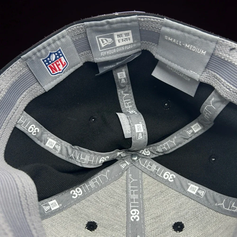 New Era Raiders Hat Mens S/M Black Excellent 39THIRTY NFL‎ Stretch Fit Cap